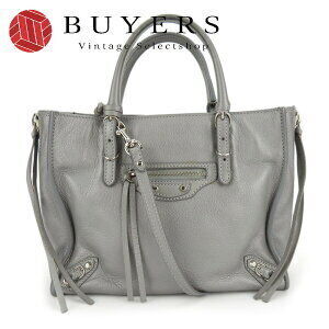 Balenciaga Paper Handbag Leather Silver Shoulder Bag